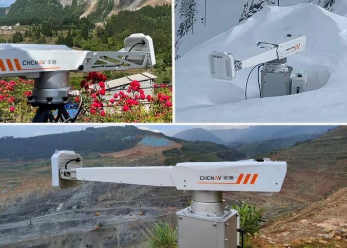 Radar CHCNAV realizando monitoramento de taludes em mineração a céu aberto